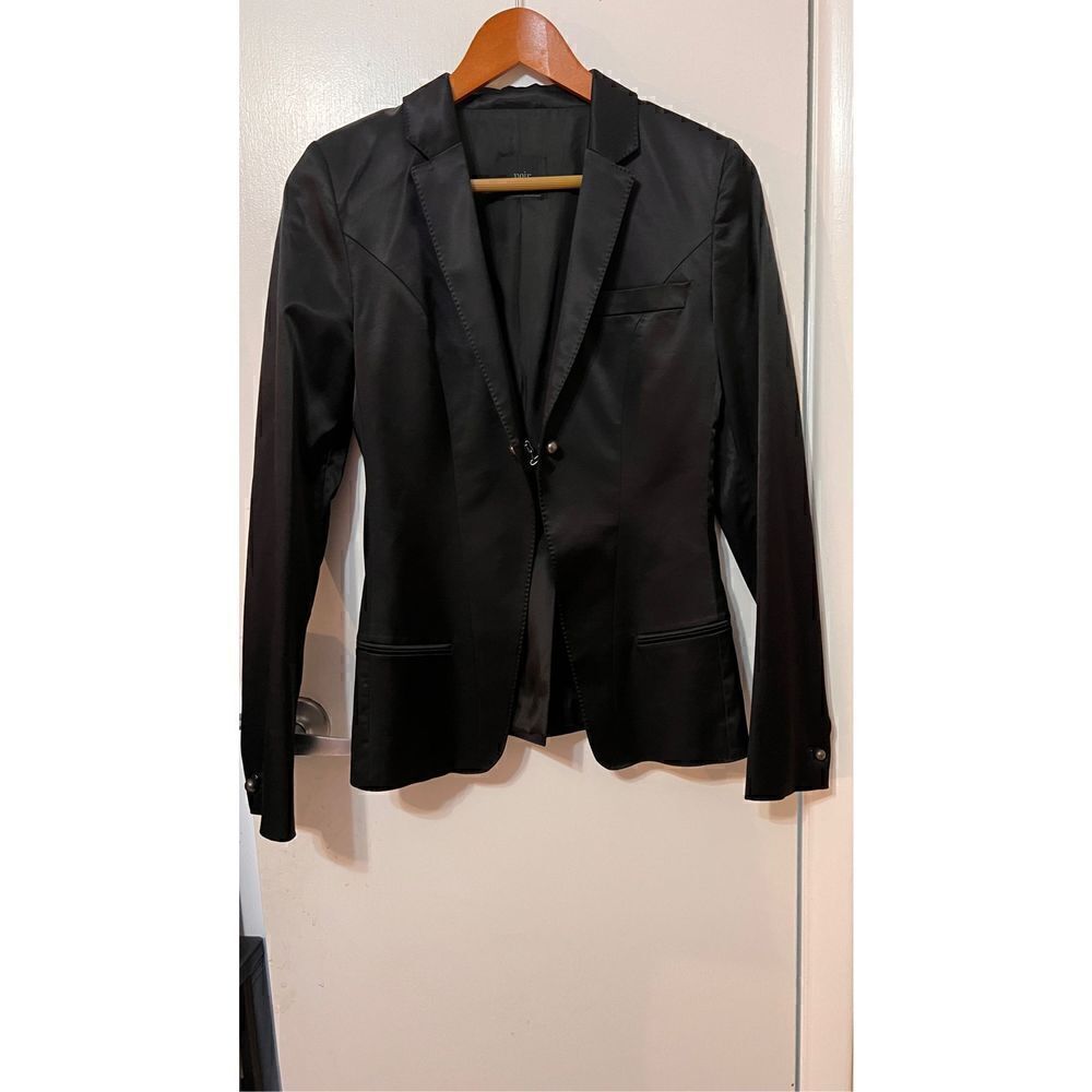Noir Womens Notch Single Button Long Sleeve Blazer Jacket Pockets Black Size 38 - Picture 3 of 12